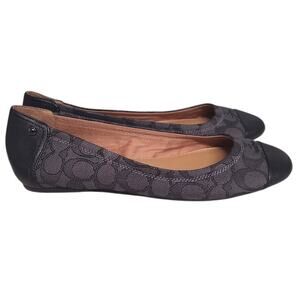 Coach Chelsea Signature C Cap Toe Ballet Flats Gray Black 9.5M
